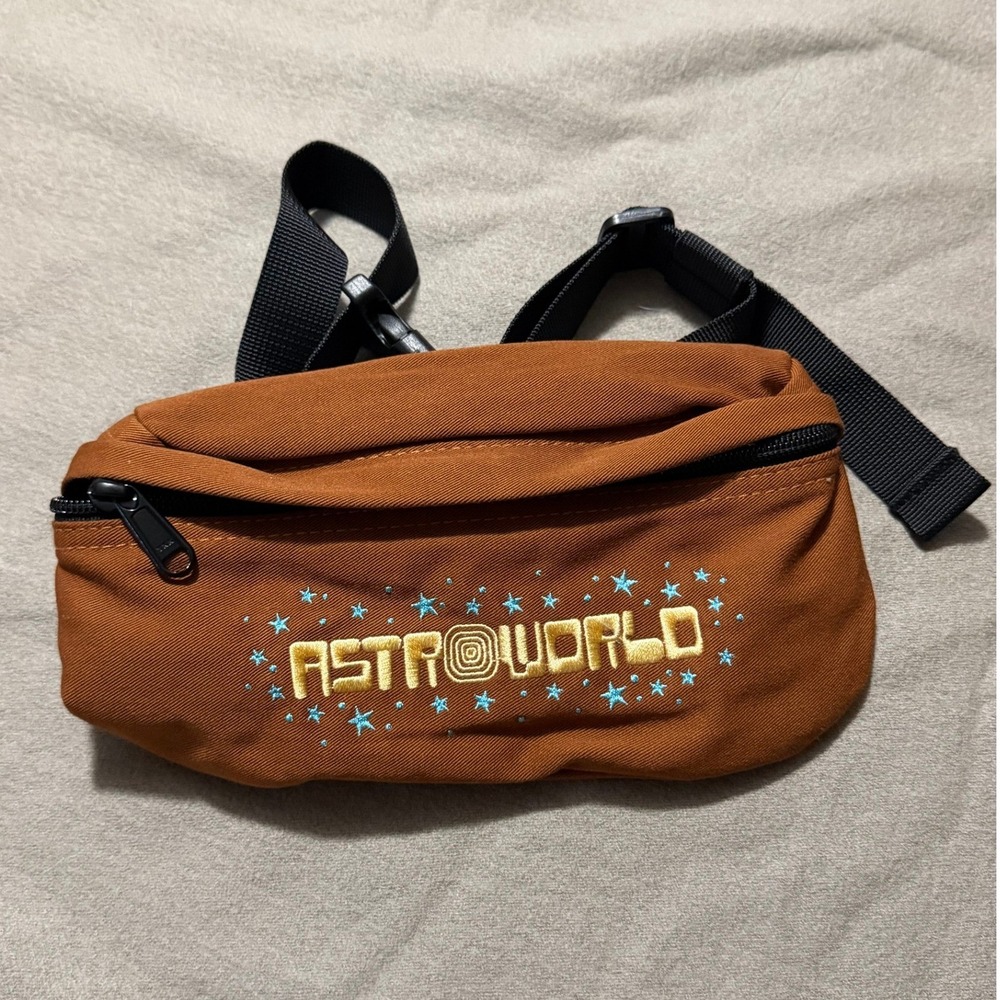 Travis Scott Astroworld Tour Fanny Pack Brown Embroidered Stars Belt Bag NEW